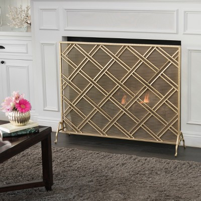 Christopher Knight Home Josette Modern Single Panel Iron Fireplace Screen, Gold | Target