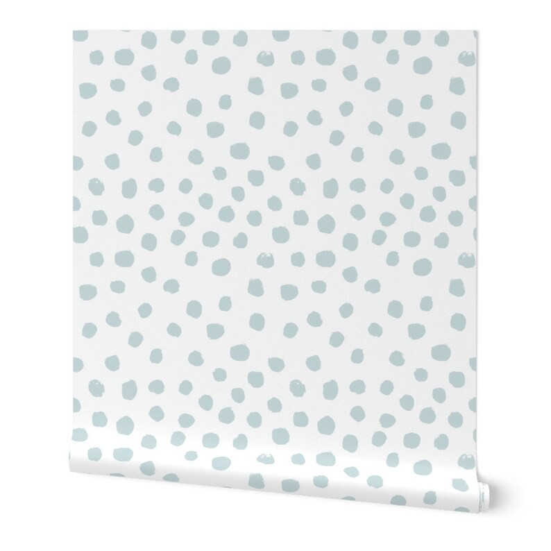 Painted Dots Wallpaper - Arctic Blue By Charlottewinter - Blue White Nursery Baby Boy Removable S... | Etsy (US)