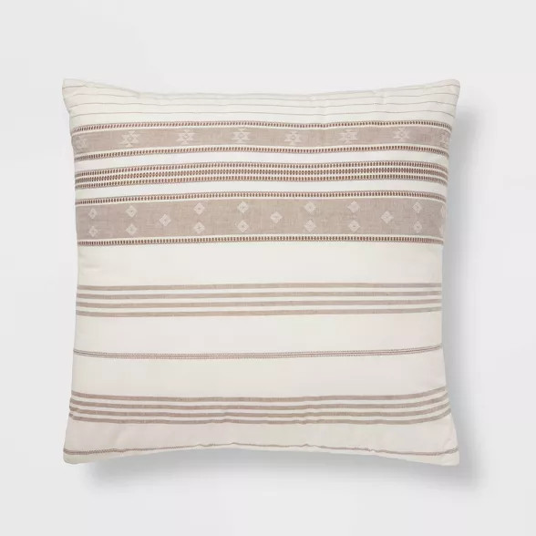 Oversize Global Cotton Woven Square Throw Pillow Brown/Cream - Threshold™ | Target