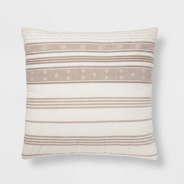 Oversize Global Cotton Woven Square Throw Pillow Brown/Cream - Threshold™ | Target