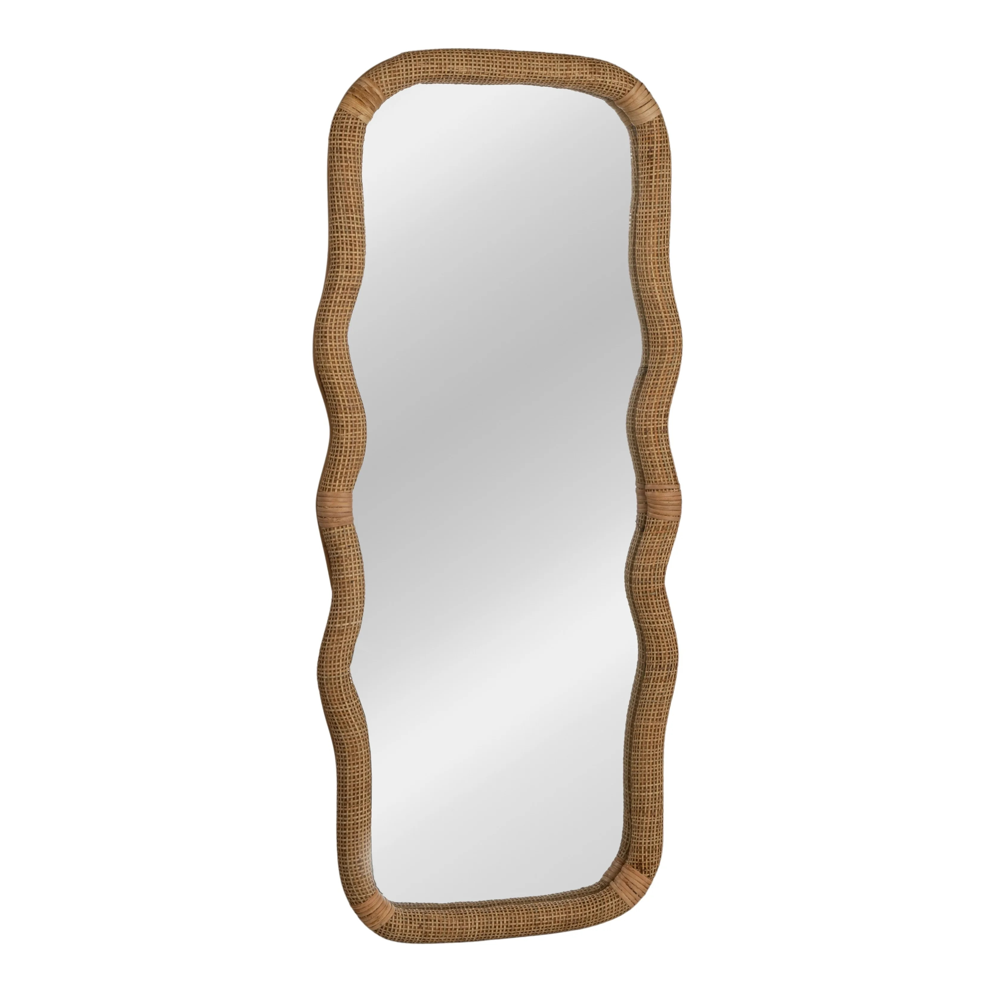 Creative Co-Op Wavy Rectangle Handwoven Rattan Cane Wall Mirror, Natural | Walmart (US)