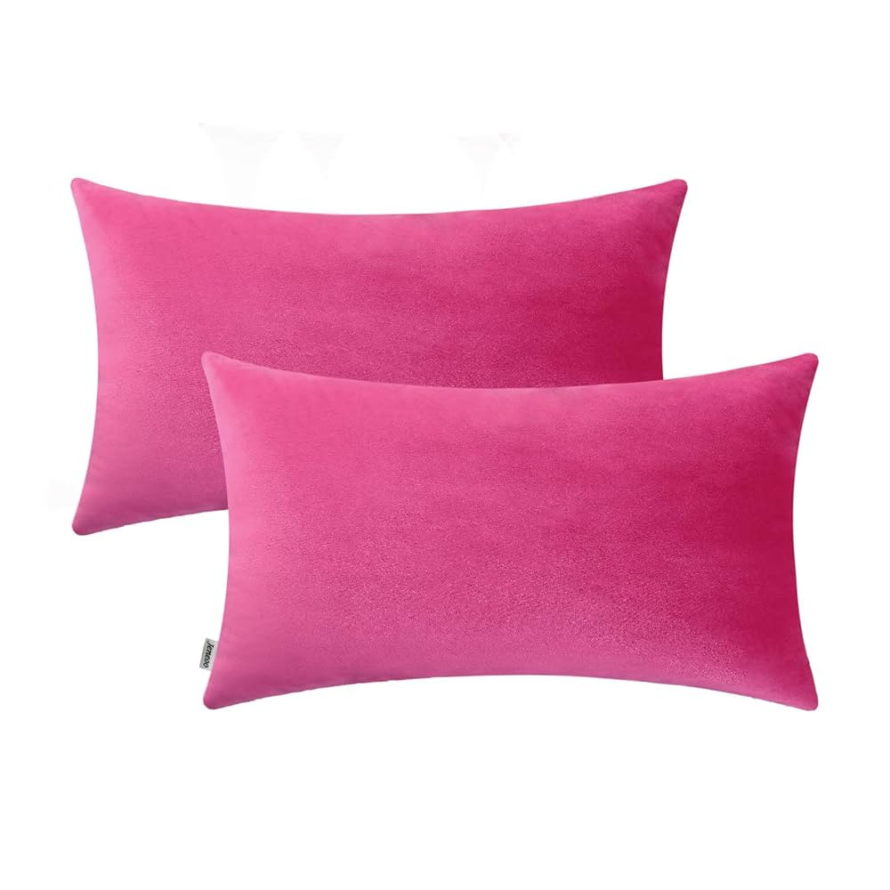 Jeneoo Set of 2 Comfy Soft Velvet Lumbar Throw Pillow Cases for Sofa Couch, Decorative Solid Rect... | Amazon (US)