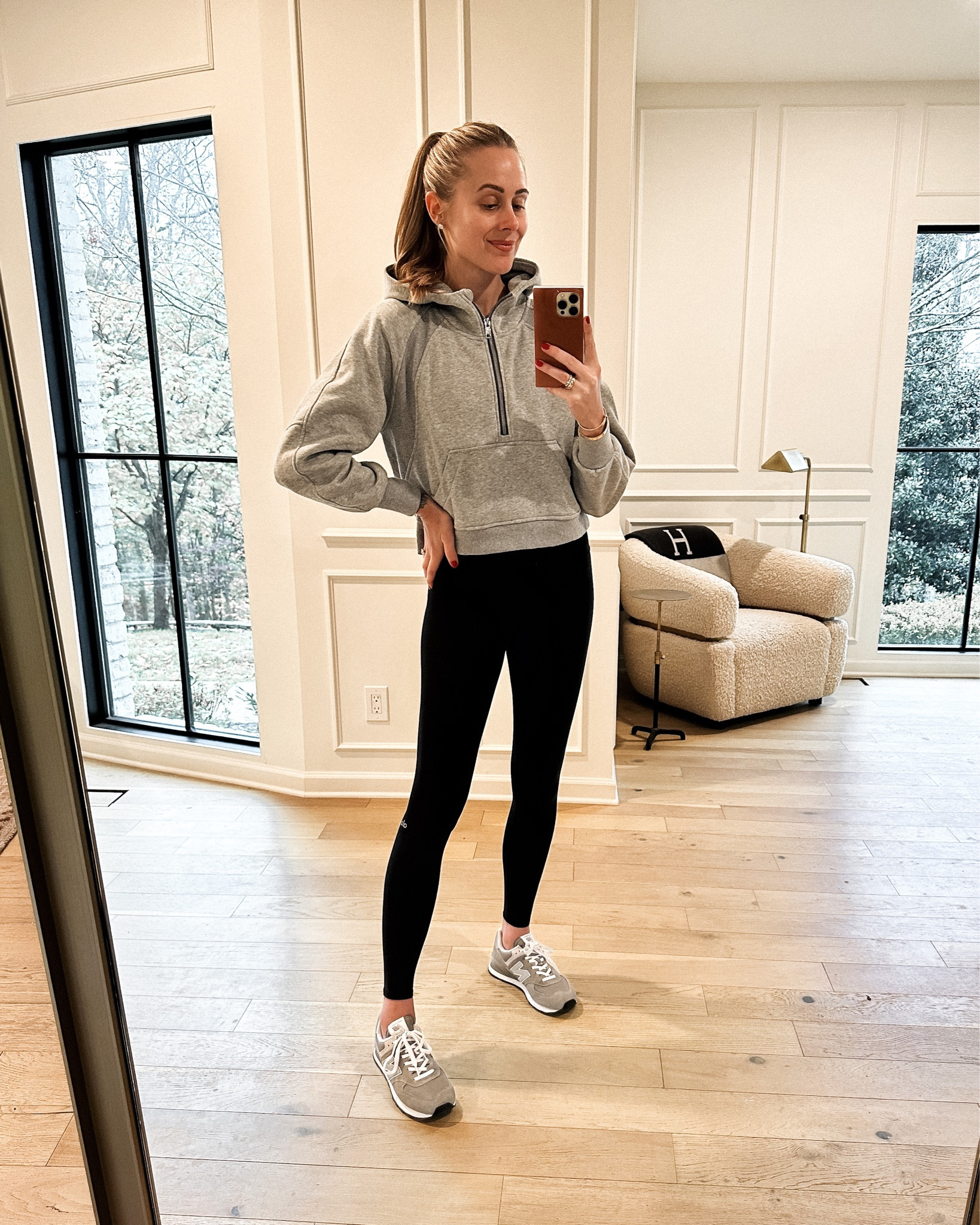 Fashion Jackson wearing Amazon grey hoodie sweatshirt (small), black leggings, new balance sneakers #sneakers #amazonfashion 

#LTKstyletip #LTKfit #LTKshoecrush