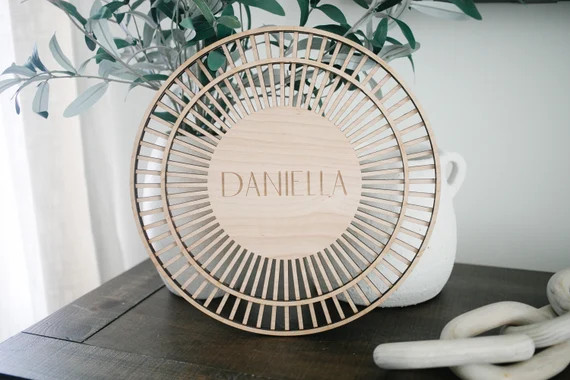 Modern Boho Wood Sign | Round Name Sign | Ratton Decor | Etsy (US)