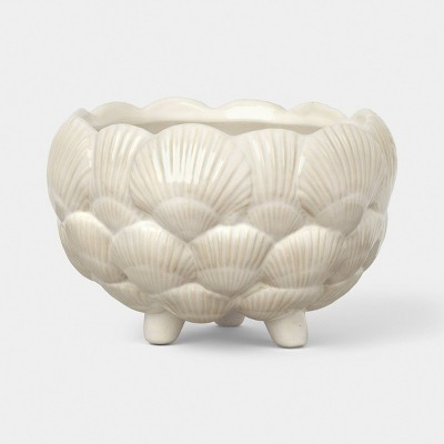 6" Ceramic Outdoor Clam Shell Planter Ivory - Threshold™ designed with Studio McGee | Target