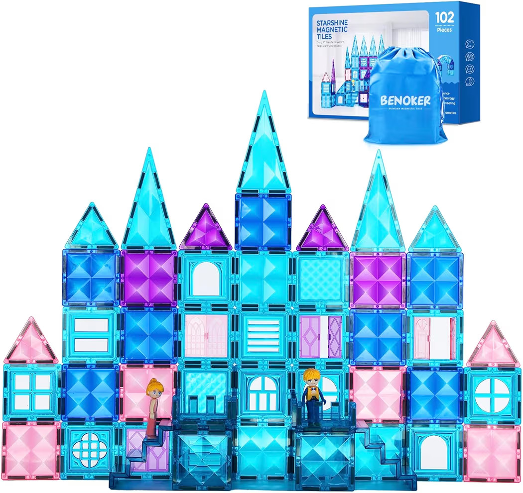 102PCS Ice Castle Magnetic Tiles, 3D Building Blocks STEM Educational Kids Toys for Pretend Play,... | Amazon (US)