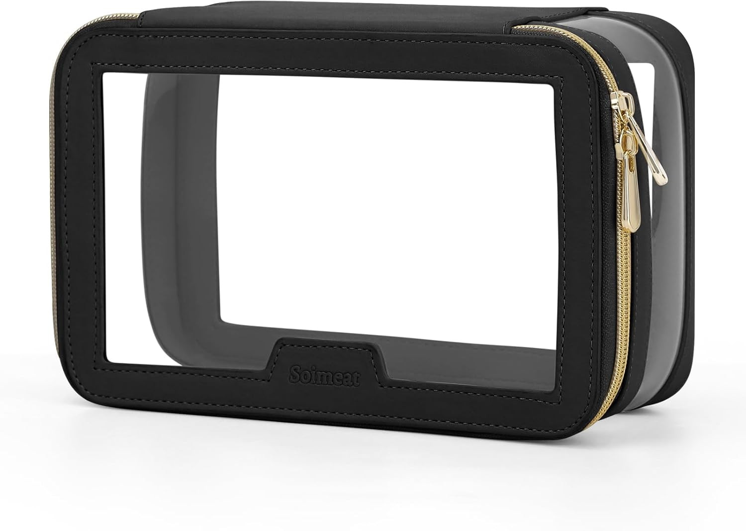 Clear Makeup Bag, Leather Travel Makeup Case Toiletry Bag, Portable Cosmetic Bag Case, Transparen... | Amazon (US)