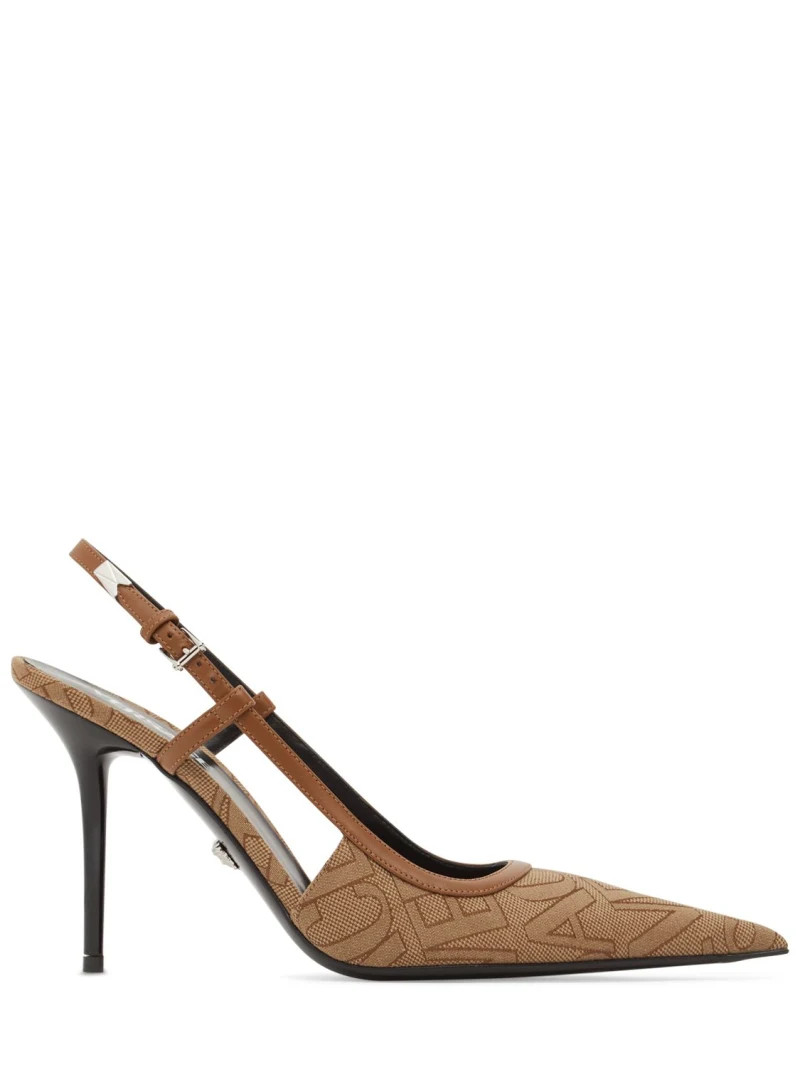 95mm Jacquard & leather slingback pumps | Luisaviaroma
