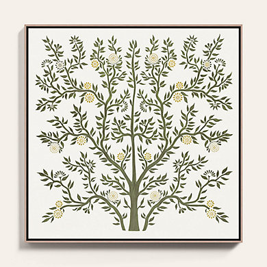 Flourishing Tree Framed Canvas with Gold Embellishments & Oak Finish Frame | Ballard Designs, Inc.