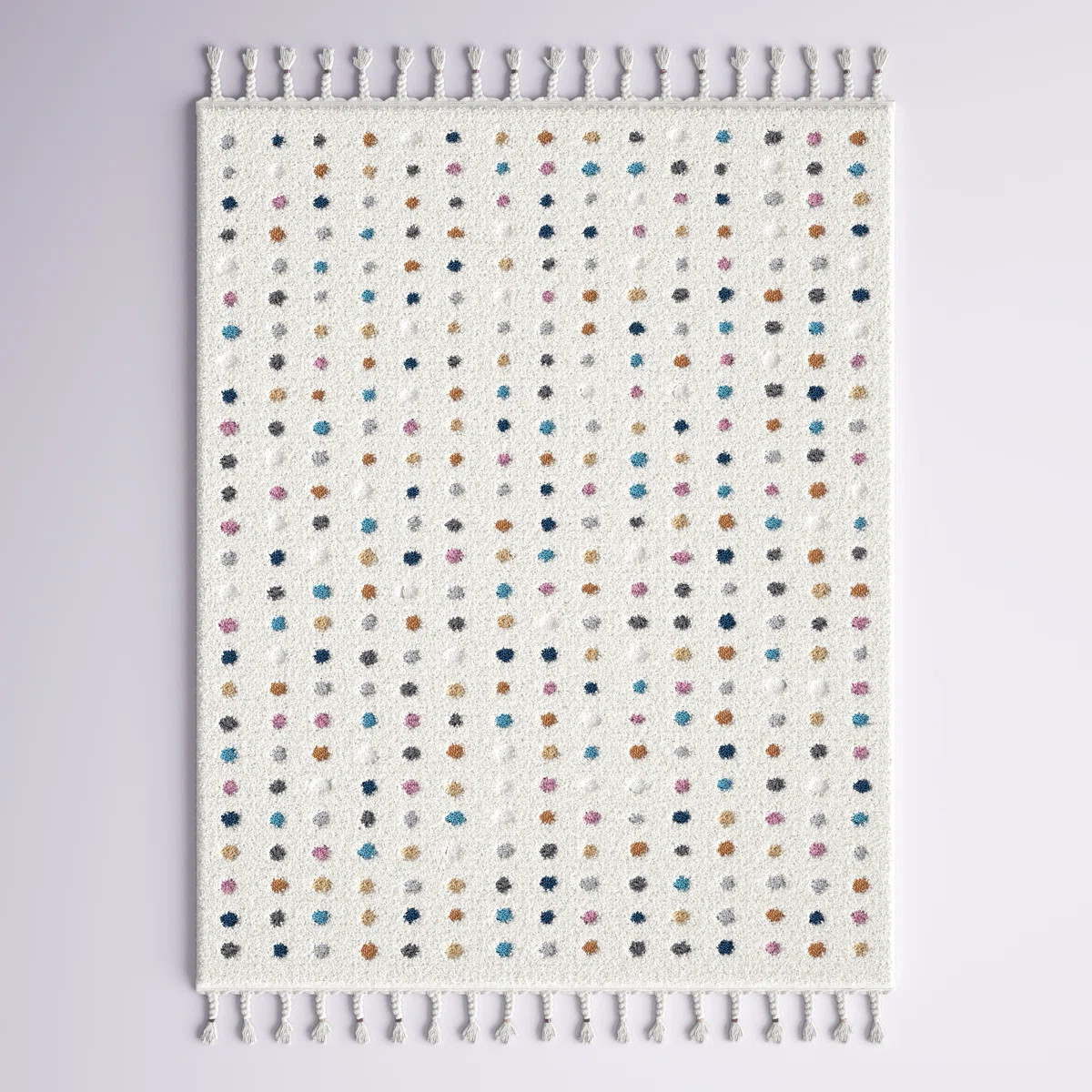 Weishaar Polka Dot Tasseled Shag Kids Nursery Ivory Rug | Wayfair North America