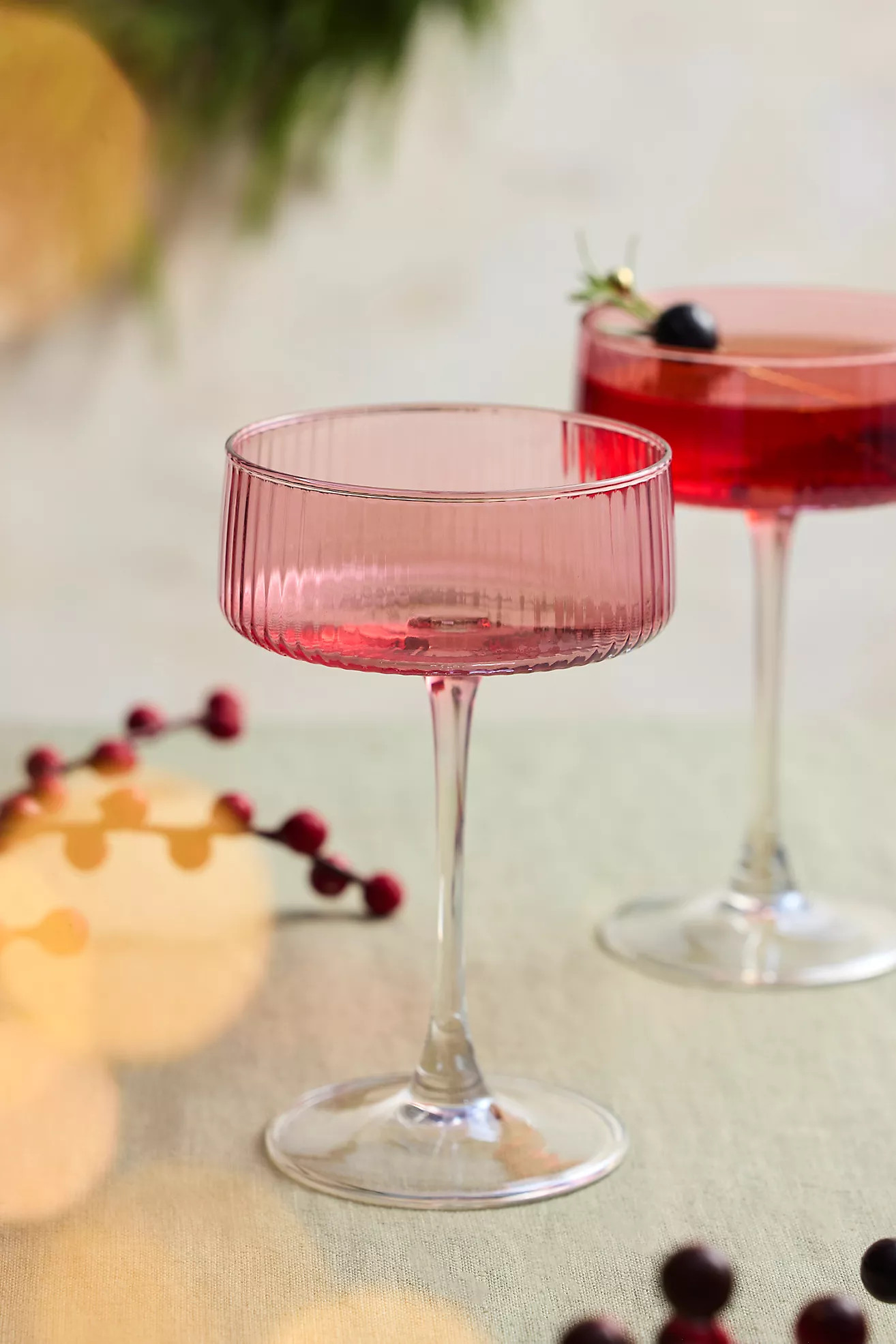 Colorful Glass Coupes, Set of 2 | Anthropologie (US)