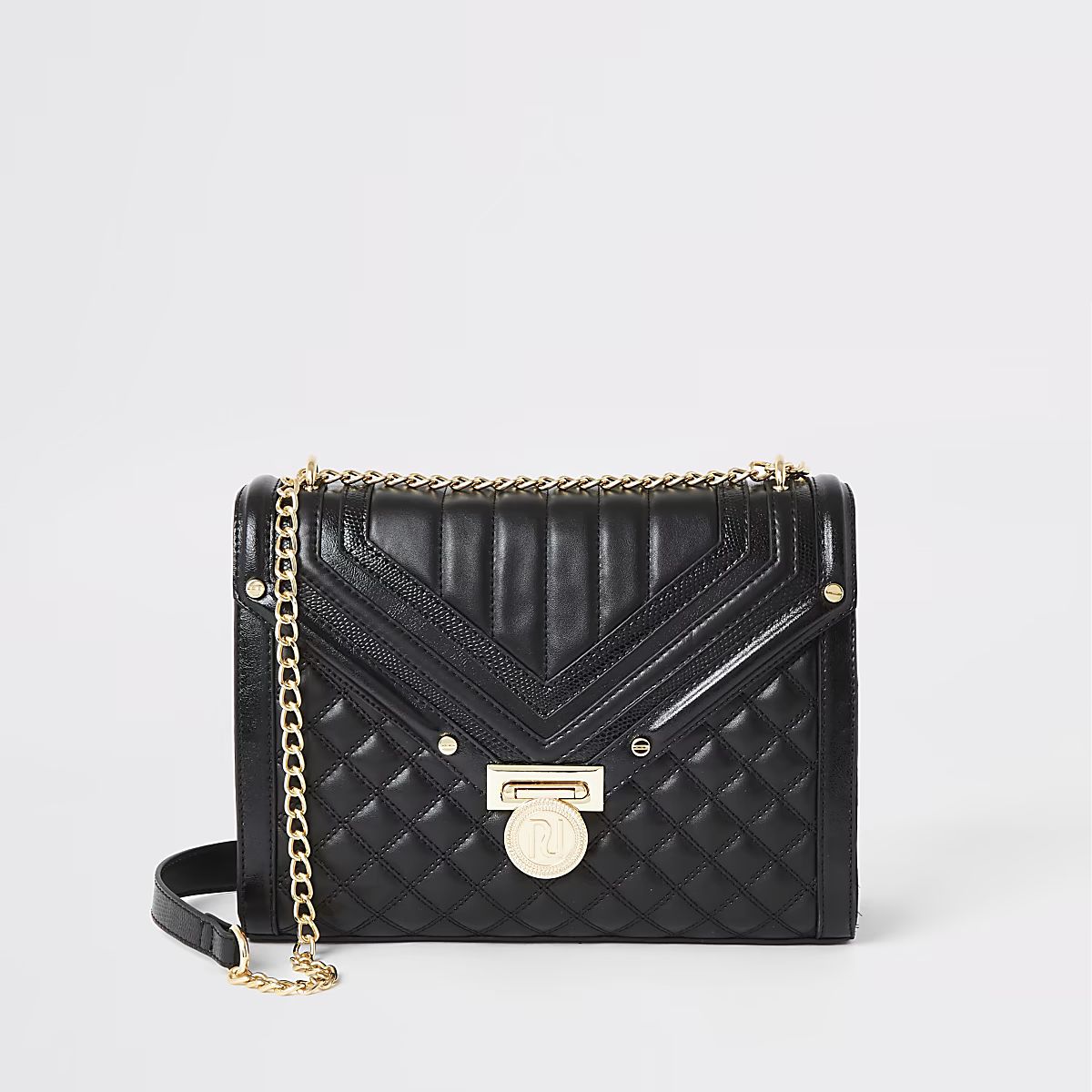 Black quilted cross body bag | River Island (UK & IE)