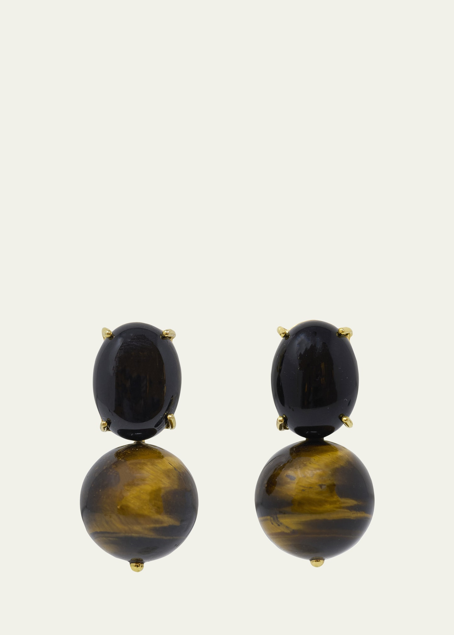 Grazia And Marica Vozza Tiger's Eye and Onyx Stacked Earrings | Bergdorf Goodman