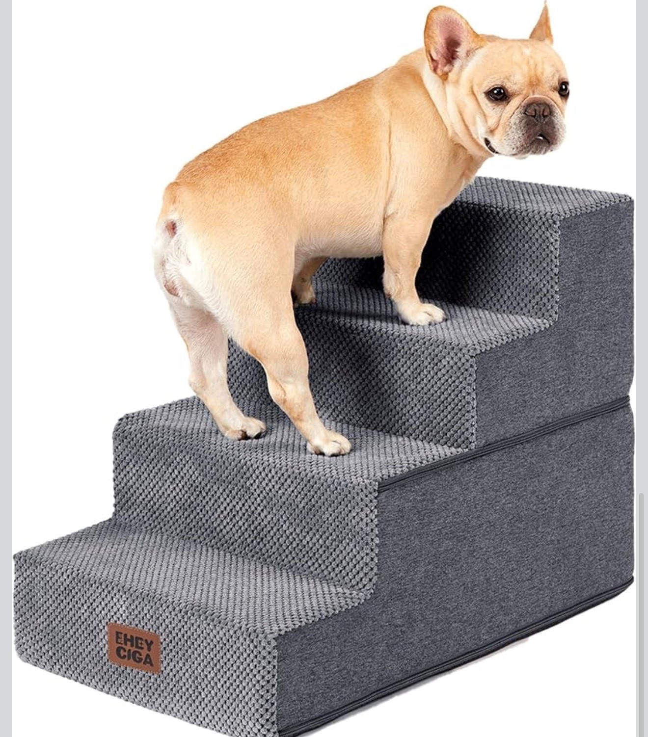 EHEYCIGA Dog Stairs for Bed 18" H, 4-Step Dog Steps for High Bed, Grey