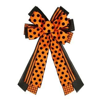 16" Black & Orange Polka Dots Bow by Celebrate It™ | Michaels Stores