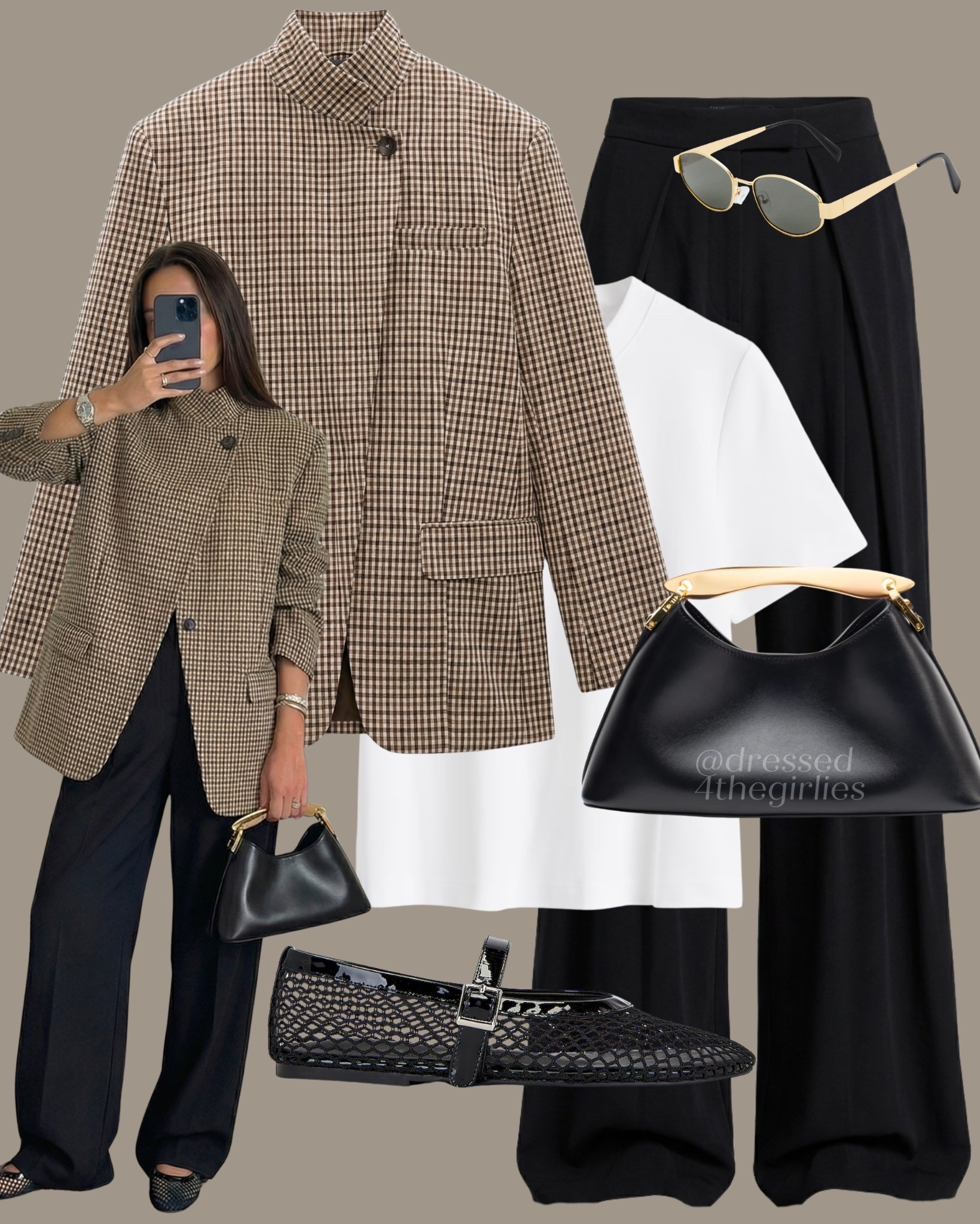 Blazer spring look🤎

Tags: check brown blazer outfit, white tshirt outfit, black long trousers outfit, black mesh ballet flats outfit, spring workwear outfit, summer outfit, spring work outfit idea, 

#LTKeurope #LTKspring #LTKworkwear