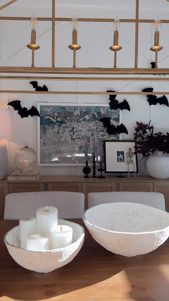 the BEST bats out there! 🦇 | I have a mix of 18in & the assortment pack, they are posable and come with command strips ready to hang, I have used the tiny bats before but these are my absolute favorite! ✨

save + share for halloween inspo 🖤
#halloween #halloweendecor #halloweenideas #bats #spookyseason #diningroom #cozyhome #halloweenparty 

#LTKHome #LTKFallSale #LTKSeasonal