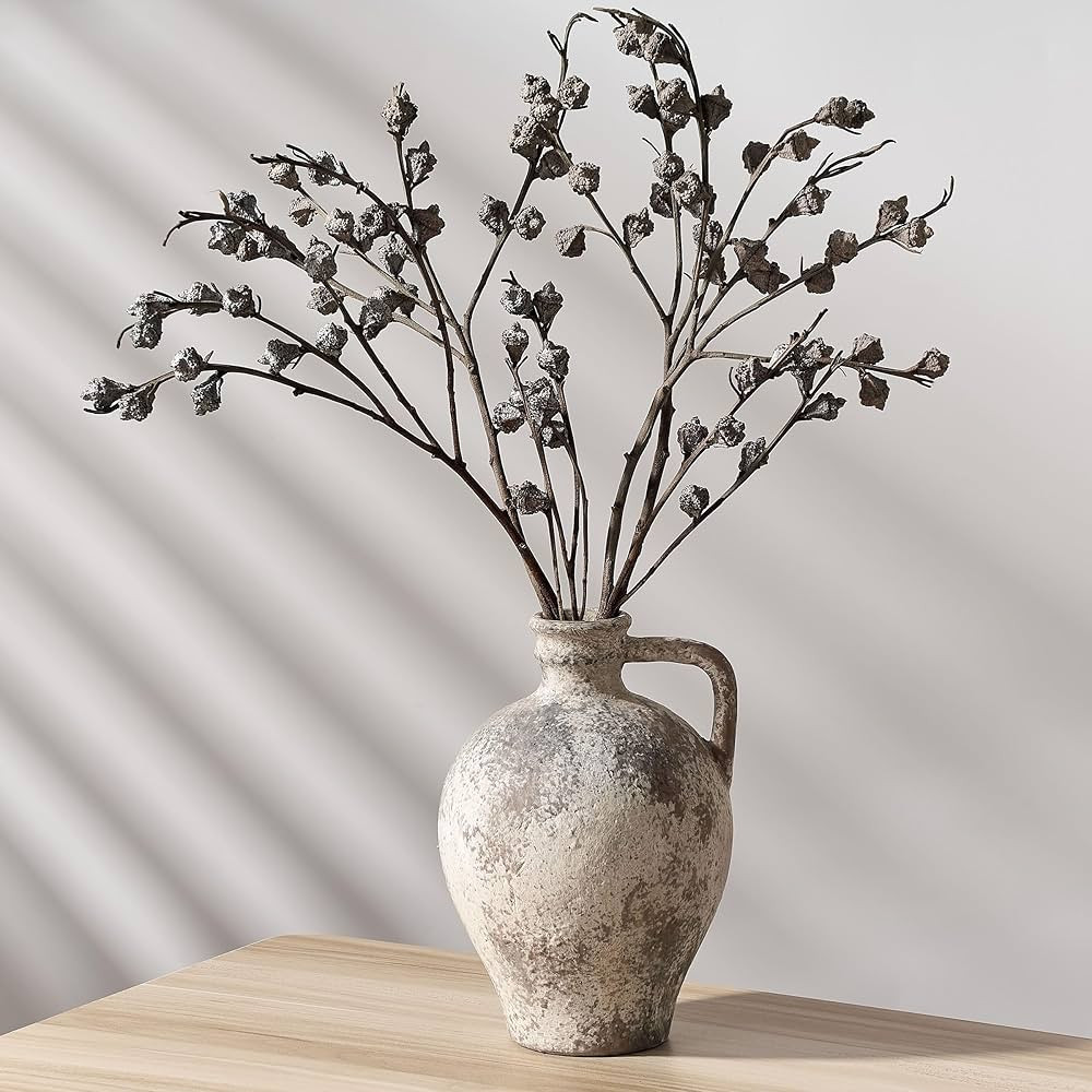 Antique Gray Ceramic Vase for Home Decor, Boho Decor Decorative Vase, Rustic Vase, 8.3 Inch Terra... | Amazon (US)