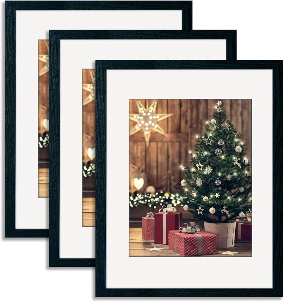 11x14 Picture Frame Black Made of Solid Wood 3 Pack With Clear plexiglass - Displays 8x10 Photos ... | Amazon (US)