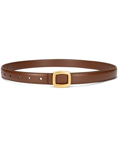 macoking Skinny Brown Belts for Women, Thin Belt with Gold Buckle, XS | Amazon (US)