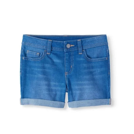Girls' Denim Midi Short with Rolled Hem | Walmart (US)