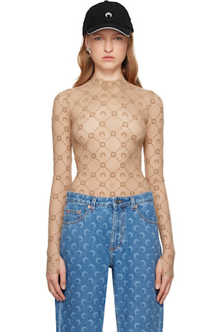 Beige Moonogram Second Skin Turtleneck | SSENSE