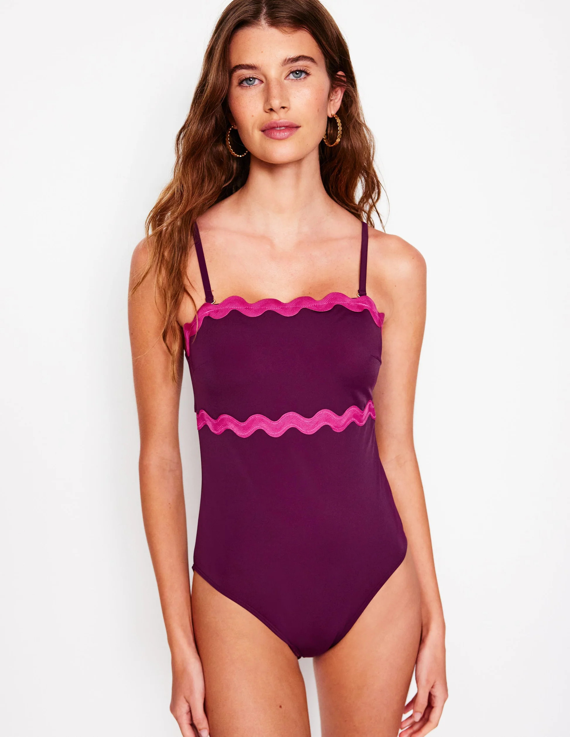Giant Rik Rak Swimsuit-Chocberry, Jewel | Boden (US)