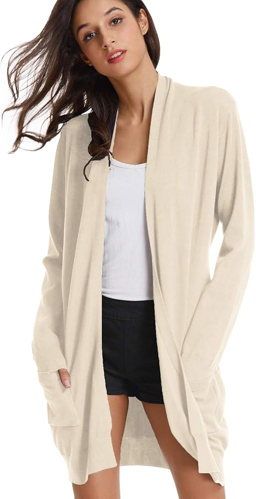GRACE KARIN Essential Solid Open Front Long Knited Cardigan Sweater for Women | Amazon (US)