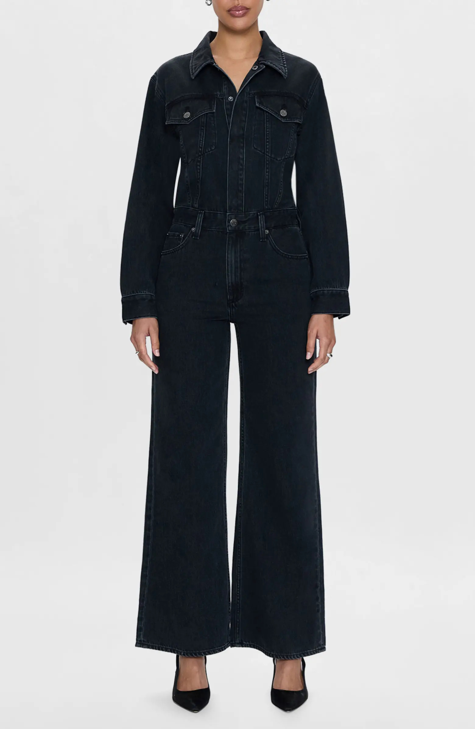 Pistola Cannon Long Sleeve Wide Leg Denim Jumpsuit | Nordstrom | Nordstrom