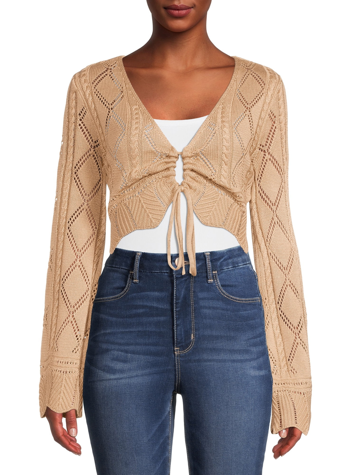 No Boundaries Juniors Crochet Cardigan Sweater - Walmart.com | Walmart (US)