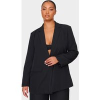 Plus Black Oversized Button Up Blazer | PrettyLittleThing US
