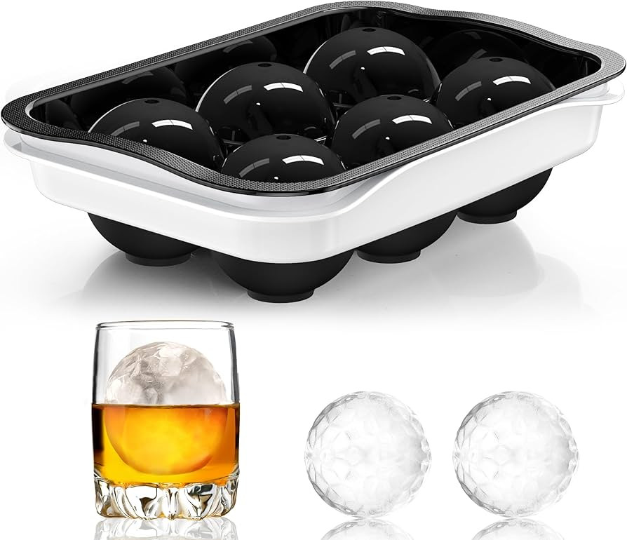 Whiskey Ice Ball Maker, [Fill without Funnel & Easy Release] 2.2'' Round Large Iced Cube Trays with Cover, Reusable Sphere Silicone Ices Tray with Lids for Bourbon, Gift for Brandy Lover | Amazon (US)