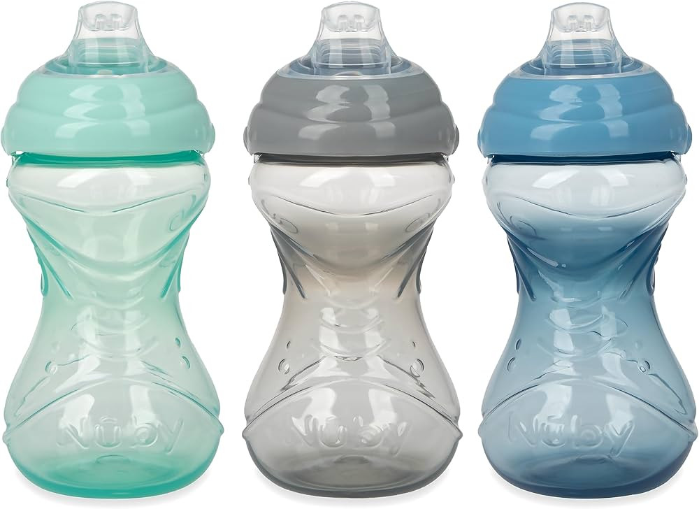 Nuby Clik-It Soft Spout No-Spill Easy Grip Sippy Cup - (3-Pack) 10 Oz - 6+ Months - Neutral | Amazon (US)