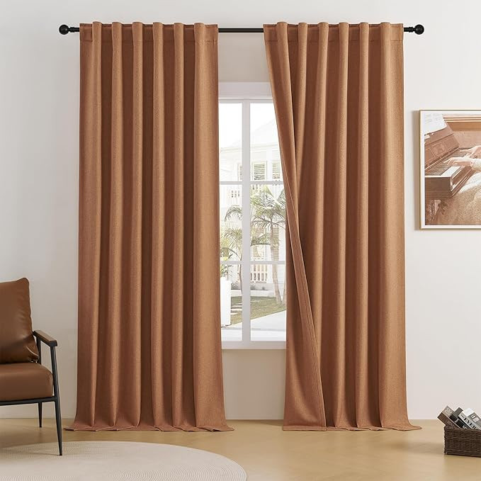 DUALIFE Terracotta Extra Long Curtains for Patio Sliding Glass Door - Fall Decor Curtains for Liv... | Amazon (US)