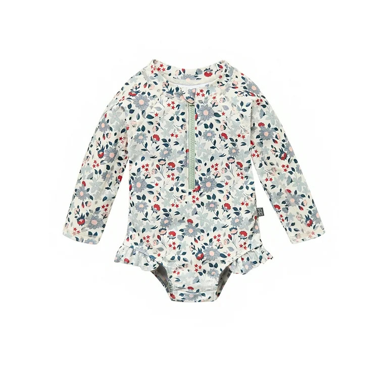 Modern Moments by Gerber Baby and Toddler Girl Peplum Ruffle Rash Guard, Sizes 0/3M - 5T - Walmar... | Walmart (US)