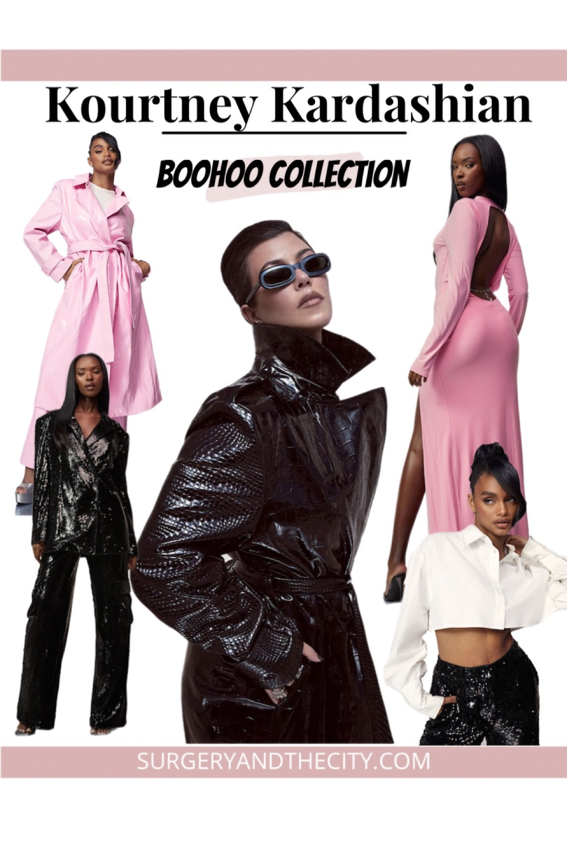 Kourtney kardashian x boohoo collection
Fall clothing
Fall looks
Croc black trench coat
Sequin cargo pants
Pink maxi dress
Classic white crop top with long sleeves
Pink leather trench coat

#LTKunder100 #LTKunder50