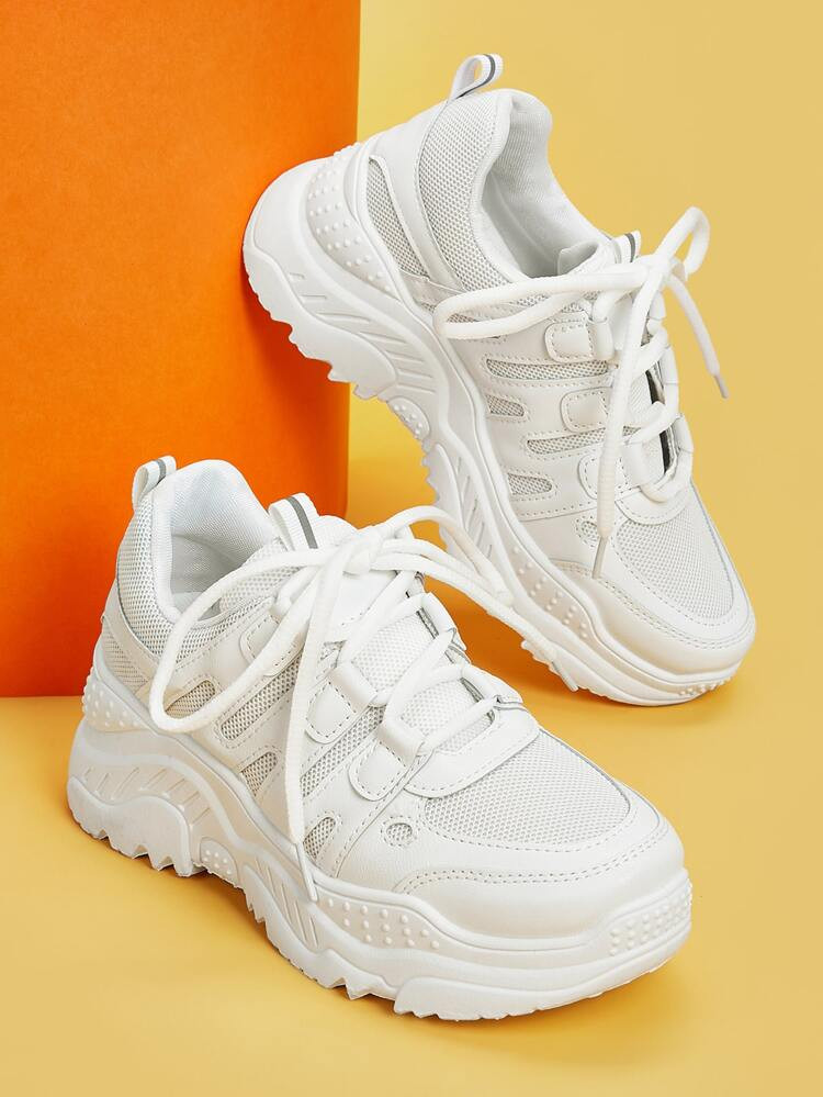 Lace-up Front Wide Fit Chunky Sneakers | SHEIN