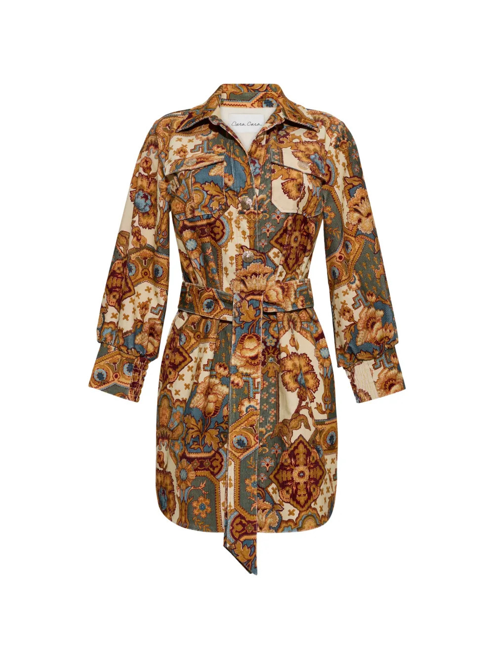 Cara Cara Villena patchwork corduroy mini dress - Brown | Farfetch Global