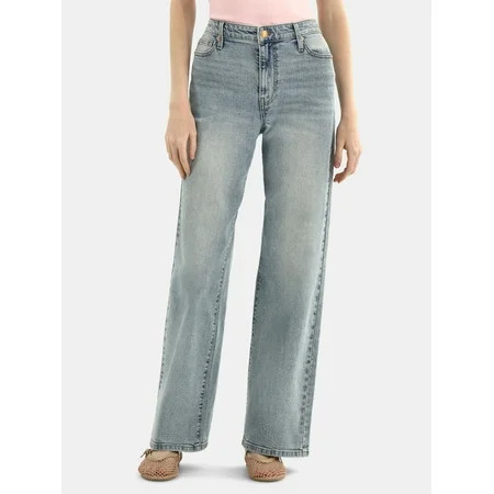 No Boundaries High Rise Baggy Wide Leg Jeans 32 Inseam Women s and Women s Plus XXS-4X | Walmart (US)