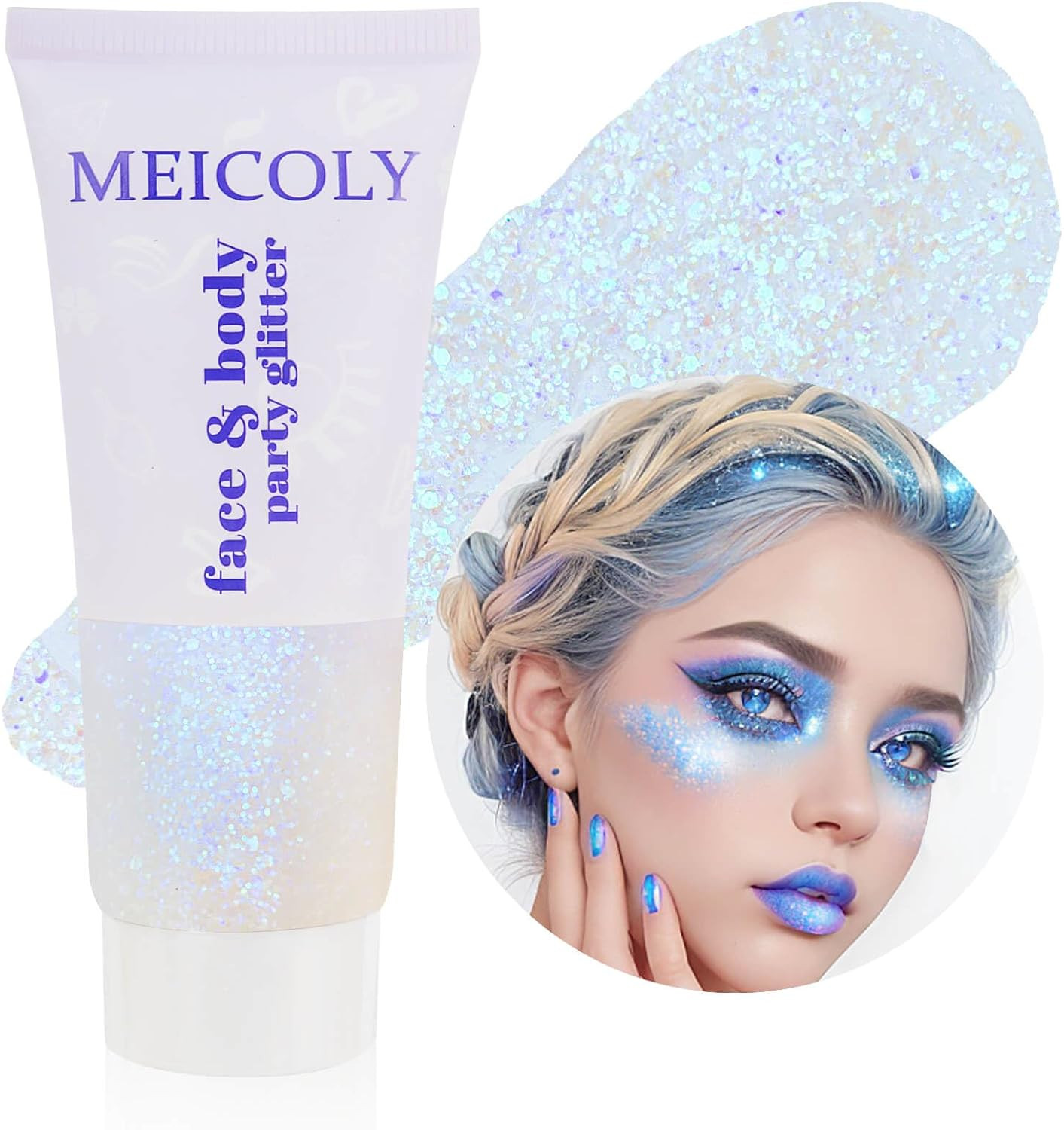 MEICOLY Sparkling Blue Body Glitter,Holographic Face Glitter Gel,Color Changing Glitter Gel for B... | Amazon (US)