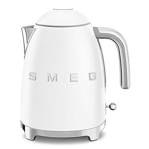 SMEG KLF03 7 Cup Electric Water Kettle, Retro-Style, Soft-Opening Lid, Auto Shut-Off, 360° Swivel Base – White | Amazon (US)