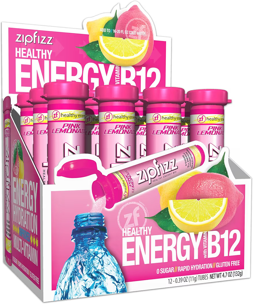 Zipfizz Daily Energy Drink Powder, Pink Lemonade, 12 Pack | 3-in-1 Sustained Energy, Rapid Hydrat... | Amazon (US)