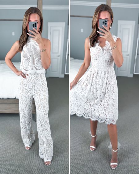 White dresses. Bridal dresses. Wedding dress. Bride to be. Wedding shower dress. Rehearsal dinner wedding. Bachelorette party dress. White lace jumpsuit. White lace dress. Engagement photo dress. Code LISA20 on first time purchases!


#1: XS and runs big/long. Would be better on someone taller.
#2: XXS and TTS. 

#LTKwedding #LTKtravel #LTKparties
