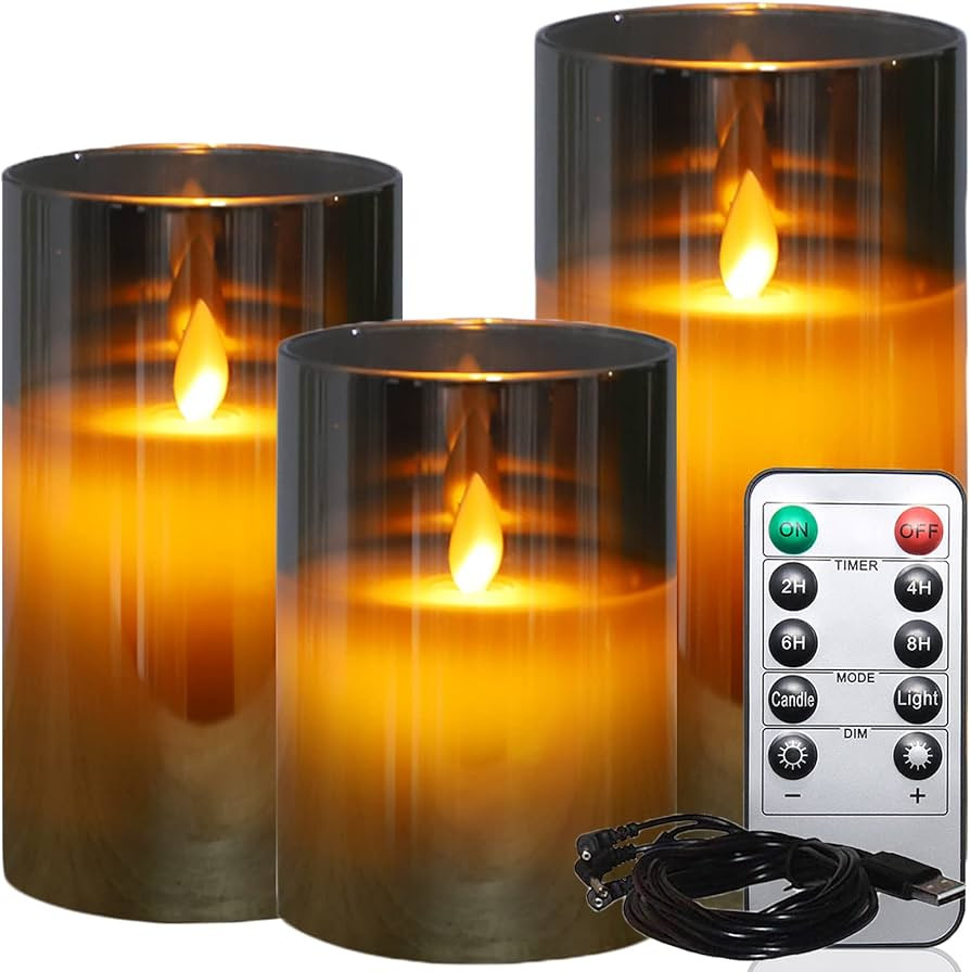 Lezonic Rechargeable LED Flameless Pillar Candles Battery Operated with Flickering Flame, Pack of... | Amazon (US)