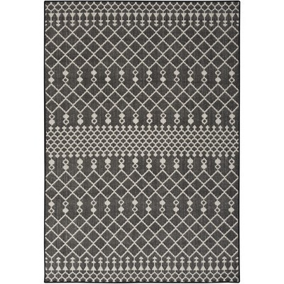 Nourison Positano Moroccan Trellis Flatweave Low Pile Indoor Outdoor Area Rug Black 6' x 9' | Target