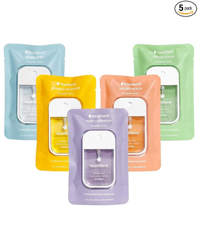 Touchland Power Mist Hydrating Hand Sanitizer Spray, BLOSSOM 5 Set (Lavender, Vanilla, Rainwater,... | Amazon (US)