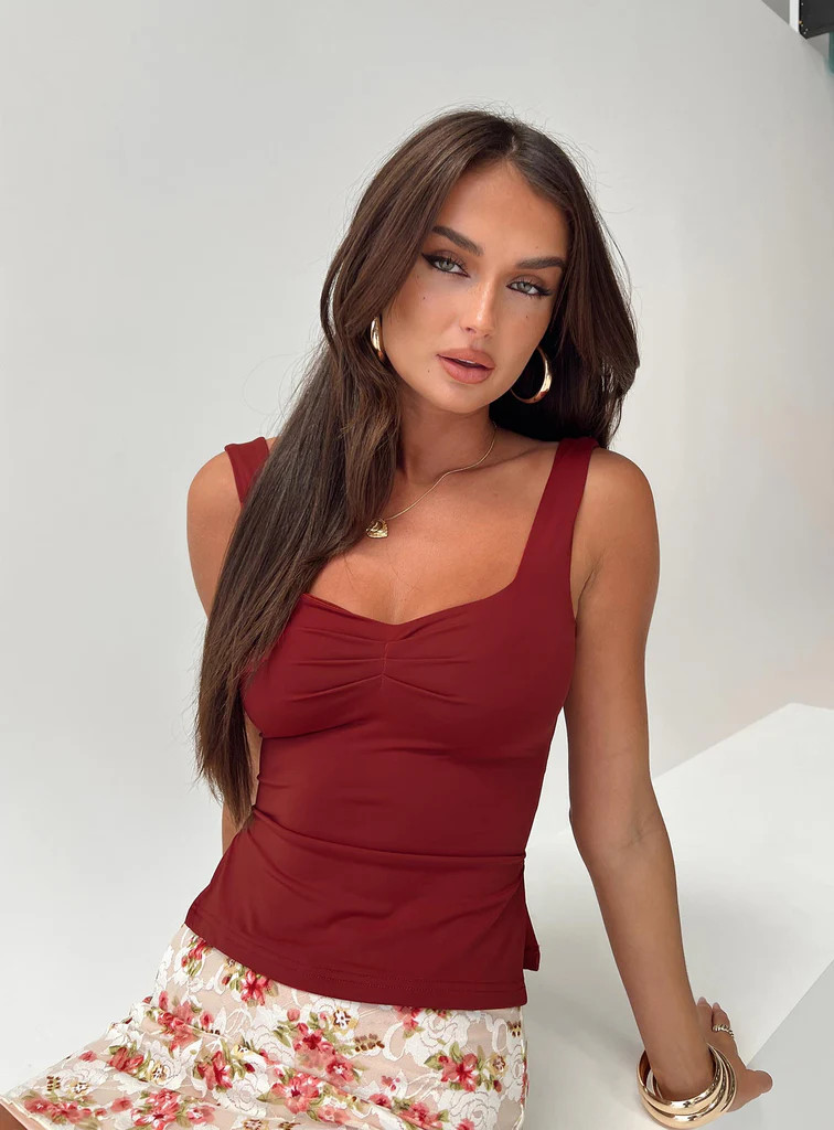 Rehna Top Burgundy | Princess Polly US
