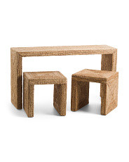 3pc Woven Console Table With Two Side Tables Set | Marshalls