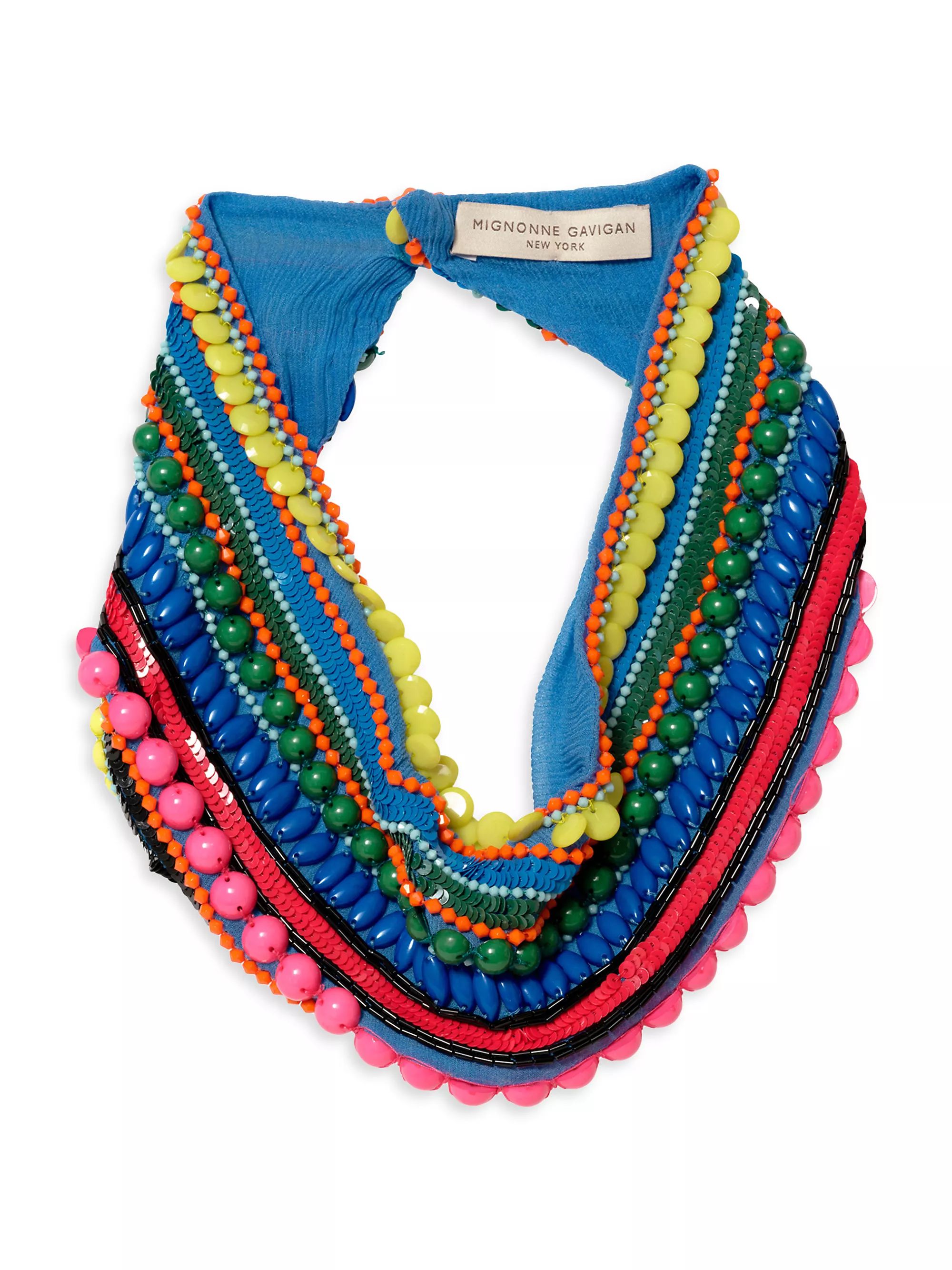 Samira Beaded Silk Chiffon Scarf Necklace | Saks Fifth Avenue