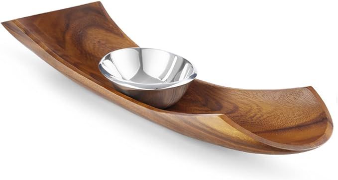 Nambe - Serveware Collection - Canu Chip N Dip Server with Dip Bowl - Measures at 22" x 5.5" - Ma... | Amazon (US)